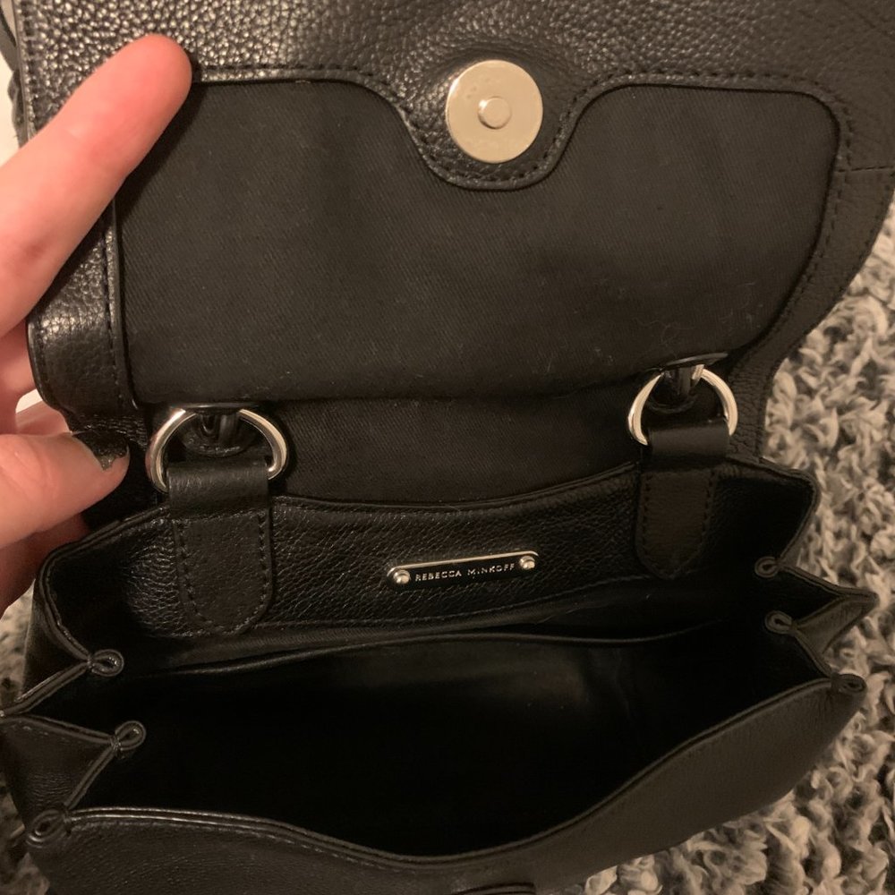 Rebecca Minkoff Stella Mini Satchel Crossbody Mac Love Purse Bag Black Leather - Picture 9 of 11